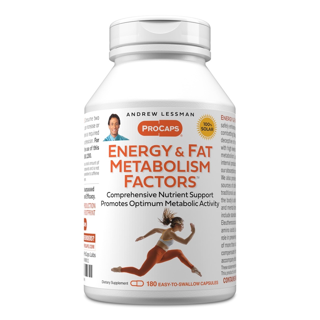ANDREW LESSMAN Fatores de Metabolismo de Energia e Gordura 180 Cápsulas - Promove Queimadura de Gordura Óptima e Metabolismo de Energia, com Carnitina, Chá Verde, Guaraná, Ginseng, B-Complexo. Cápsulas fáceis de engolir