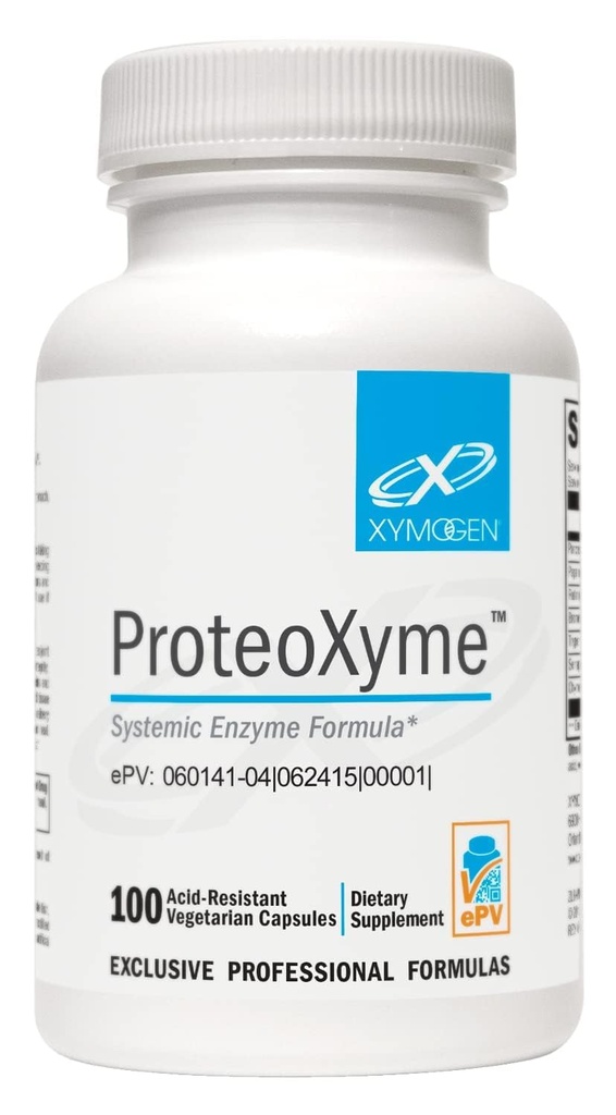 XYMOGEN ProteoXyme - Enzimas Pancreáticas, Serrapeptase, Rutina, Papaína e Bromelaína - Projetado para apoiar Integridade do Tecido e Equilíbrio do Sistema Imune Saudável (100 Cápsulas Resistente ao Ácido)