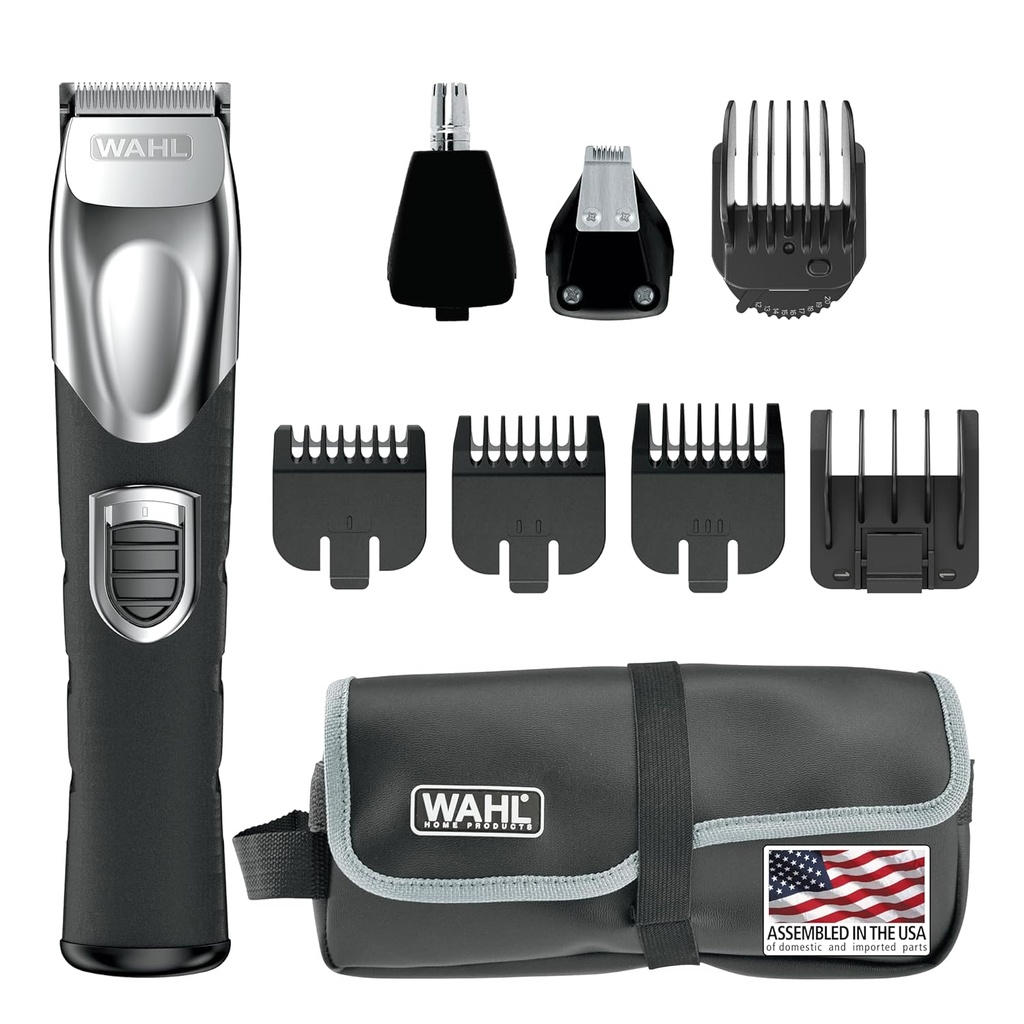Wahl EUA íon de lítio recarregável tudo em um aparador de barba para homens com detalhe e orelha & nariz aparador de cabelo anexo – Modelo 9854-600B