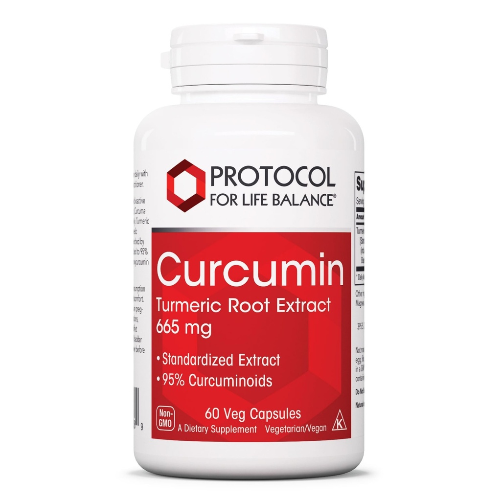 PROTOCOLO PARA A VIDA BALANCE Extrato de raiz de curcumina - 95% Curcuminóides padronizados - 665 mg Curcumin - Curcumin Suplemento de cúrcuma - Não-GMO & Kosher - 60 cápsulas de Veg