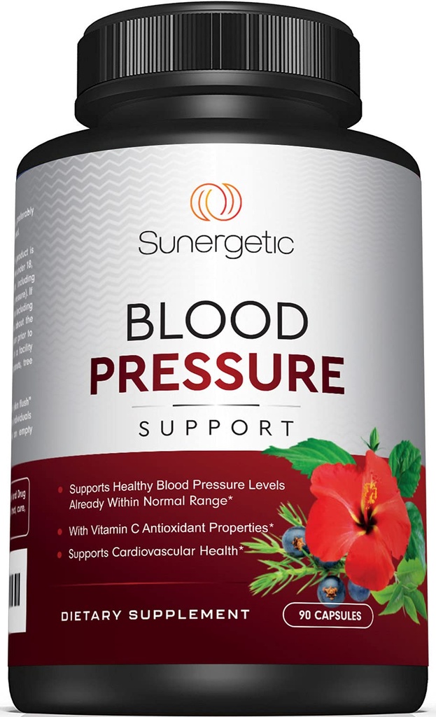 Suplemento Premium de suporte de pressão sanguínea para saúde cardiovascular e cardíaca com alho, espinheiro e hibisco (90 Cápsulas)