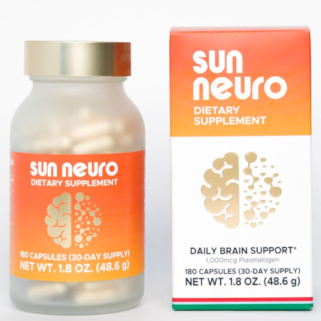 Sun chlorela Sun Neuro Nootropic Brain Supplement - Concentração de memória diária & Focus Supplement for Women & Men - Natural Plasmalogen Boost from Sea Abacaxis - 180 Cápsulas