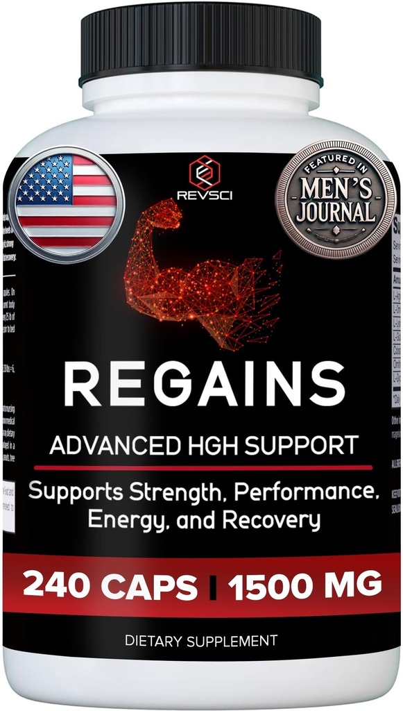 HGH Suplementos para homens e mulheres - Regains Natural Anabolic Muscle Growth Building & Human Growth Hormone for Men, Muscle Builder for Men, Muscle Recovery Post Workout Supplement, 240 Protein Pills