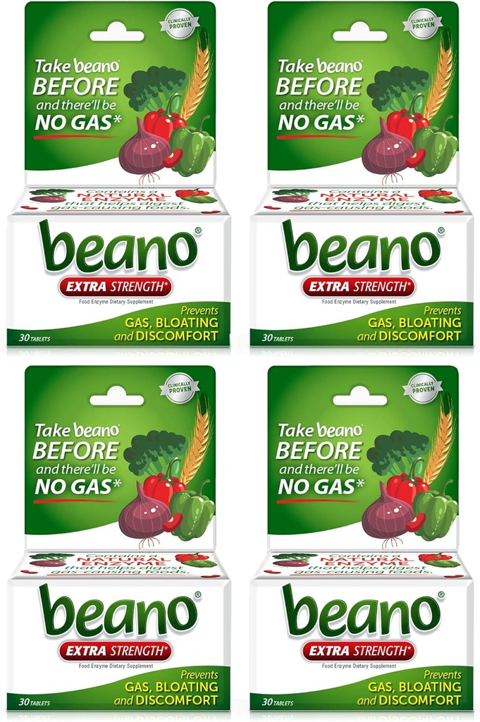 Beano Ultra 800, Prevention Gas and Digestive Enzyme Supplement, 30 CT, 4 Pack