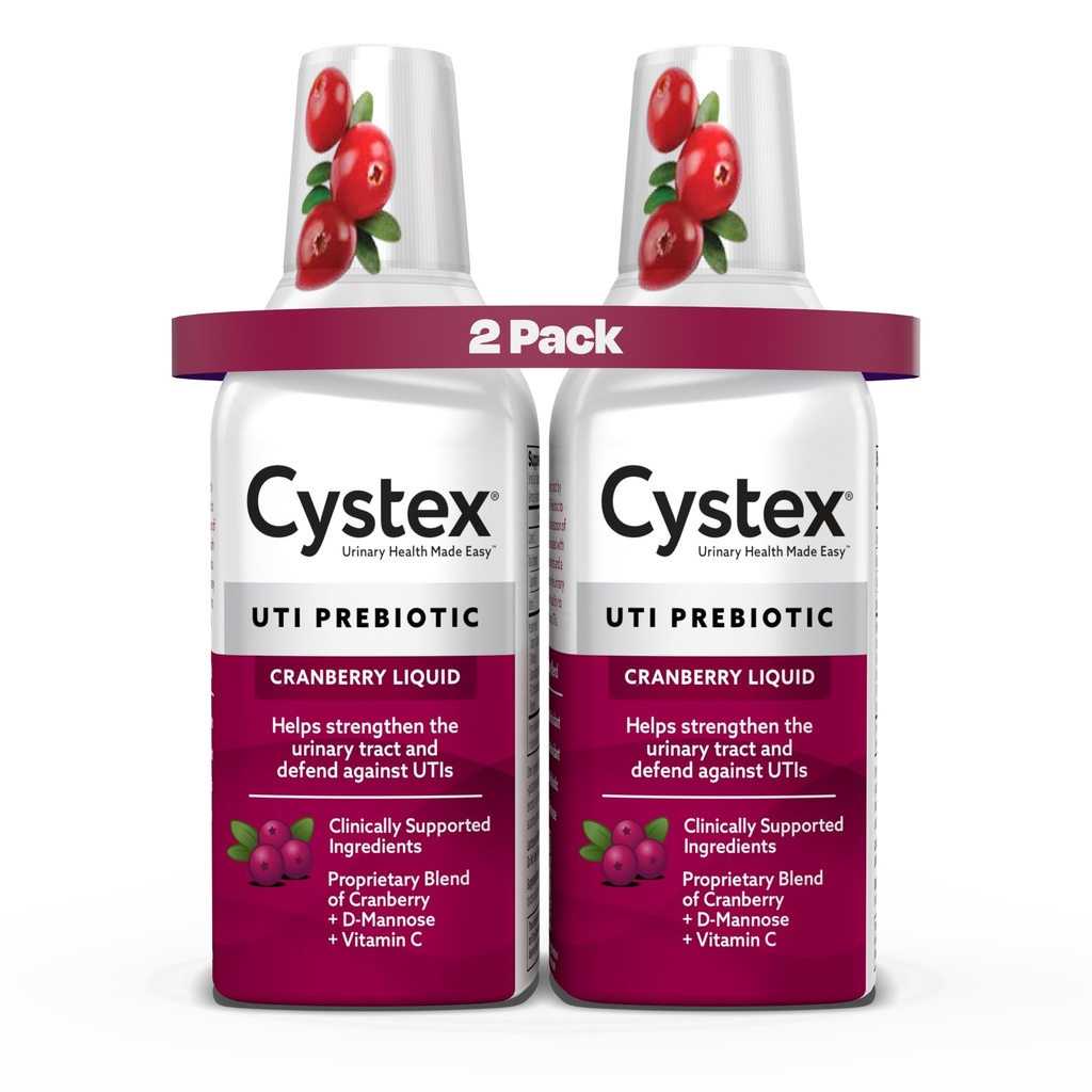 Cystex Urinary Tract Infection Support & Prevention - Cranberry Prebiótico Suplemento com D-Mannose & Vitamina C para proteção de ITU e manutenção da saúde urinária - 7.6 fl oz - (Pacote de 2)