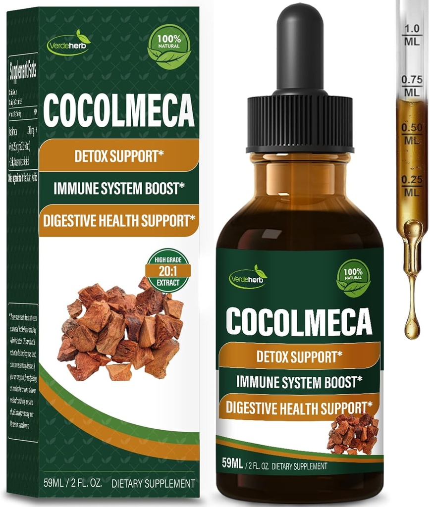 Cocolmeca Bark Liquid Drops, Nature Herbal Extract Supplement for Body Detox Cleanse Support, Imune System Boost & Digestive Health. Gotas de Cocolmeca 2 onças