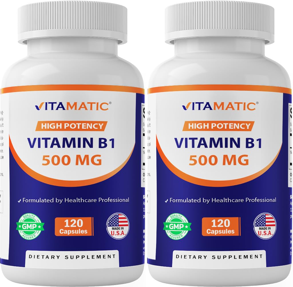 Vitamina B1 (Thiamina) 500mg – 2 Embalagem (120 Cápsulas Total)