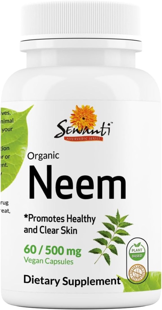 Cápsulas Sewanti Neem - Cápsula de Extrato de Alta Potência, Suplemento de Ervas para Saúde da Pele e Apoio Imune - Cápsulas de Equilíbrio Digestivo 500mg
