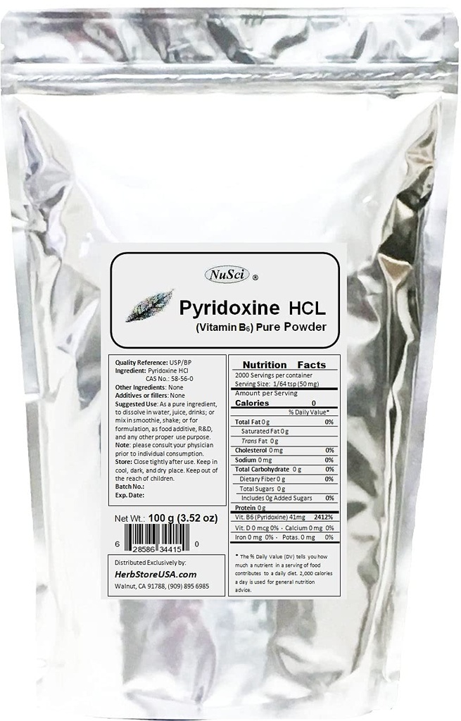 Piridoxina HCl Vitamina B6 Pure Powder 100g (3,52 oz)