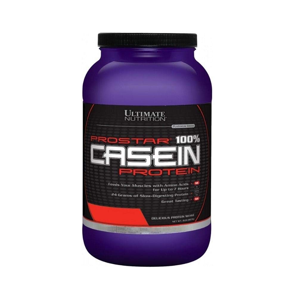Ultimate Nutrition Prostar Micellar e hidrolisado Casein Protein Powder - gordura livre O crescimento e recuperação muscular overnight com BCAAs, 2 libras, morango