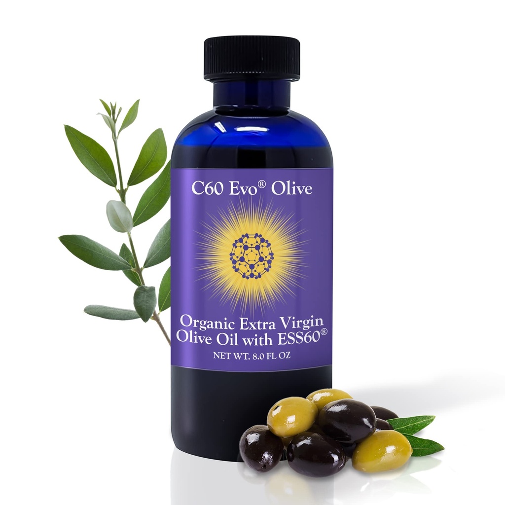 Puro carbono 60 ESS60 em azeite virgem extra natural, suplemento de sono completo, suplemento de antioxidantes e suplemento de energia para bem-estar geral, flexibilidade, brilho juvenil, 8 onças