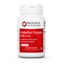 PROTOCOLO PARA A VIDA BALANCE 5-Metilfolato 5.000mcg - Biodisponibilidade de folato de metilo superior - para suporte ao cérebro - Suplemento de folato para mulheres e homens - Kosher & Vegan - 50 Veg Caps