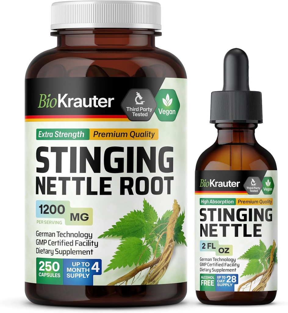 BIO KRAUTER Stinging Nettle 250 Cápsulas & Stinging Nettle Tintura 2 Fl. Oz.