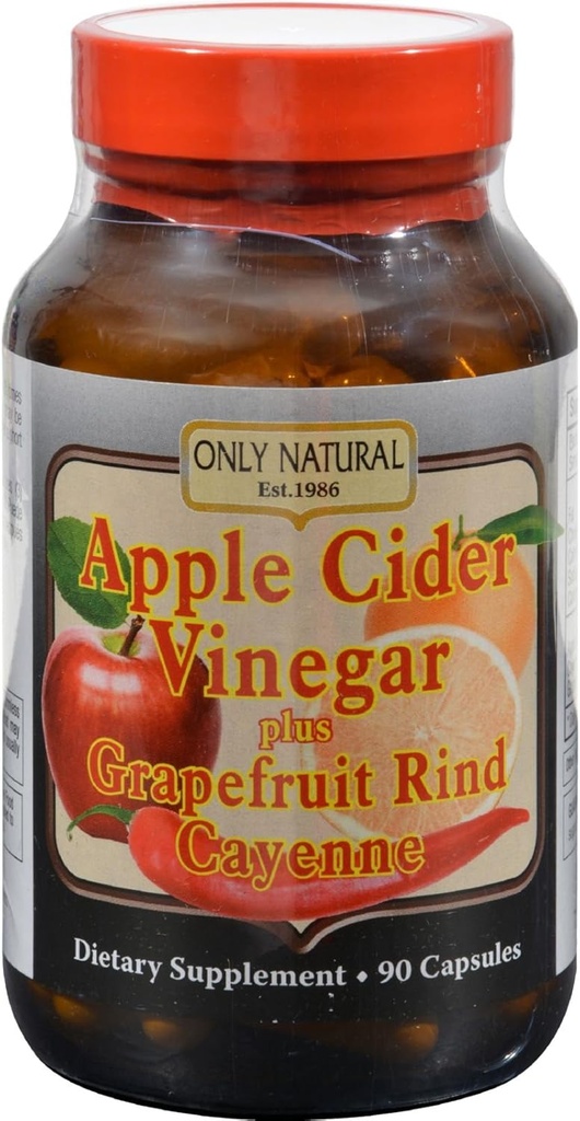 Apenas Natural Apple Cider Vinagre Plus Grapefruit Rind Cayenne Cápsulas, 90-Count