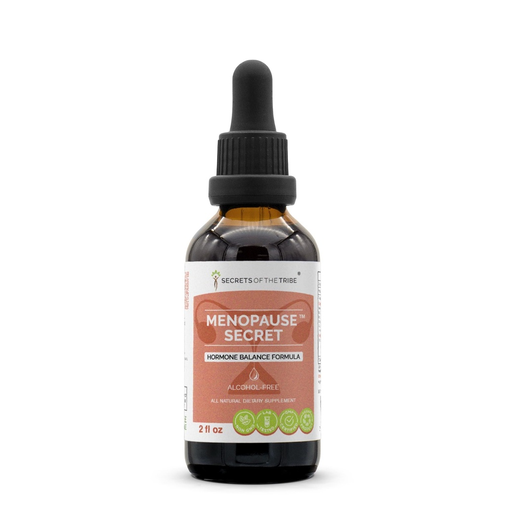 Menopause Secret Alcohol-Free, Glicerite Black Cohosh, Vitex, Red Clover, Maca, Dong Quai, St. John's Wort. Tintura, extrato de ervas Hormônio equilíbrio Fórmula 2 OZ