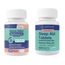 WELMATE Pacote de bem-estar noturno: Mucus Relief Guaifenesin 600mg Relief Mucus (200 Ct) & Doxylamina Succinate 25mg Sleep Aid (200 Ct) .