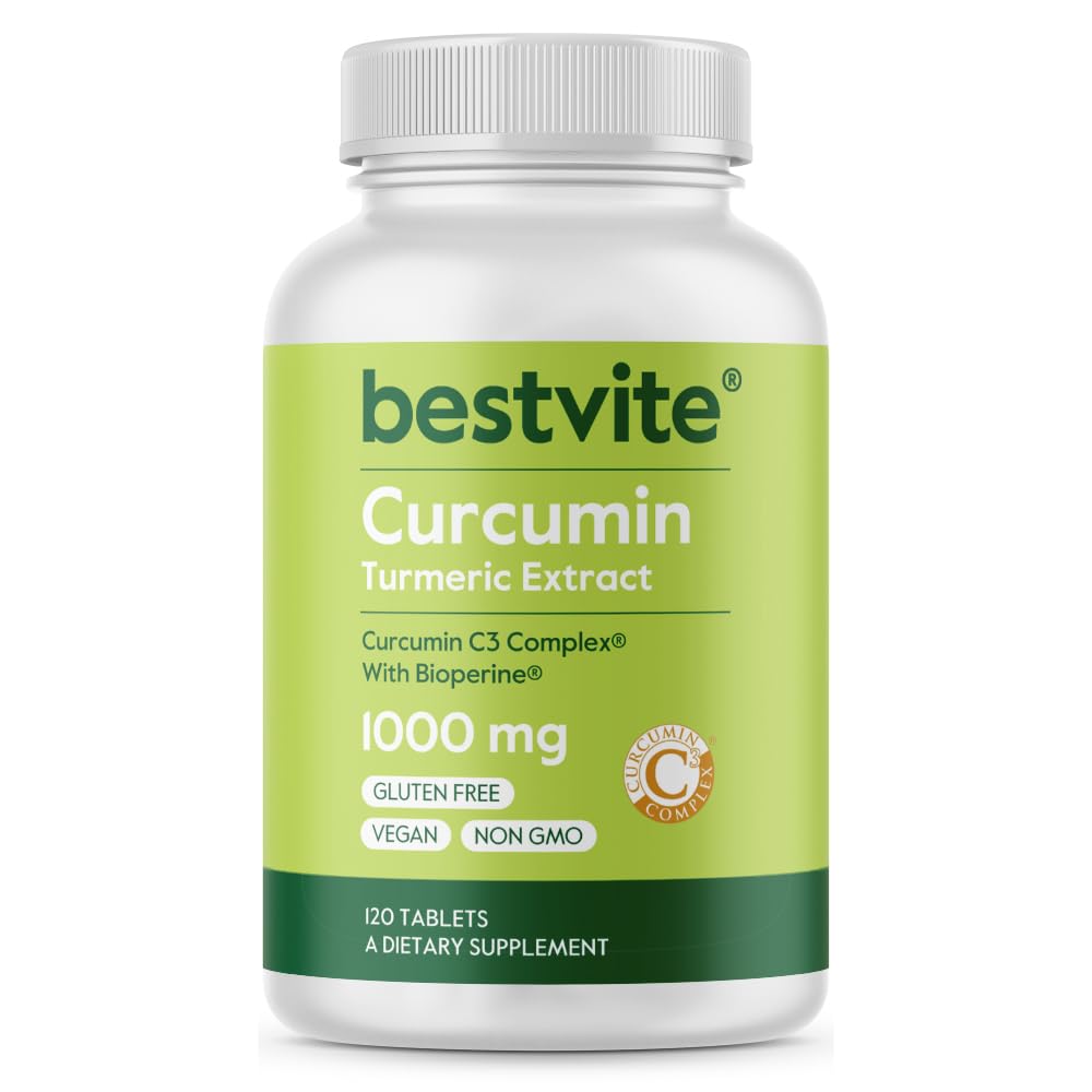 Curcumina 1000mg (Turmérica)(120 comprimidos) Feito com Curcumina C3 Complexo & Bioperine - padronizado para 95% Curcuminóides - Vegan