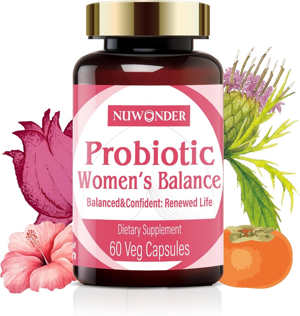 Prebióticos e Probióticos para Mulheres – Mistura de Probióticos Vaginais, Prebióticos Naturais, Suporte de Ervas, Promover Saúde Feminina & Equilíbrio Íntimo, Eliminar Odores Vaginais e pH Balance, 60 Cápsulas (2)