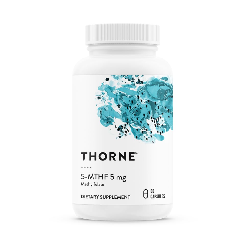THORNE - 5-MTHF - Suplemento de Metilfolato (Folato Ativo B9) - Suporta Saúde Cardiovascular, Desenvolvimento Fetal, Saúde Nervo, Metilação e Níveis de Homocisteína* - 60 Servos - 5-MTHF 5mg