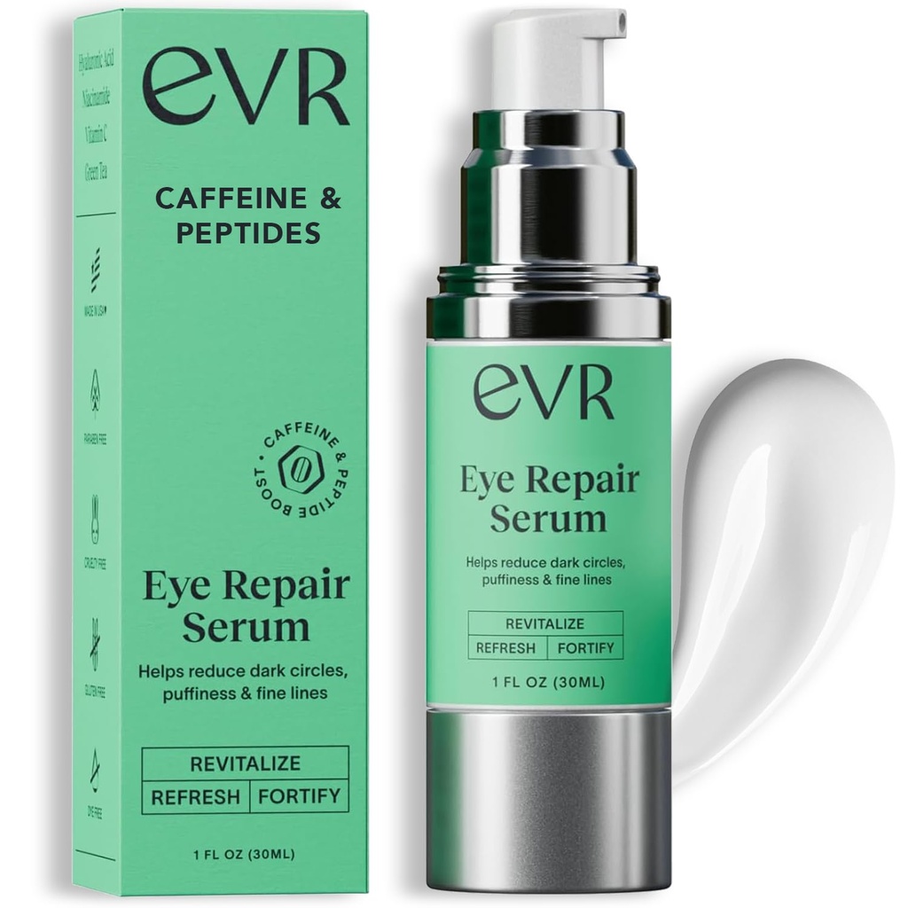 Creme de olho de cafeína para círculos escuros Puffiness e rugas - Fragrance Free - Anti-envelhecimento cuidado olho para pele sensível - Feito nos EUA para homens e mulheres - 1 Oz