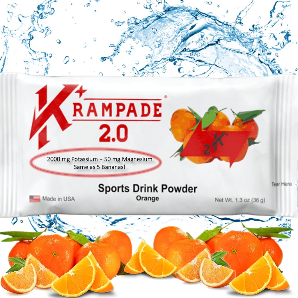 Krampade Potássio Suplemento Eletrólitos de Magnésio Pó - 50 mg Mag + 2000 mg K, >2X Mais do que água de coco