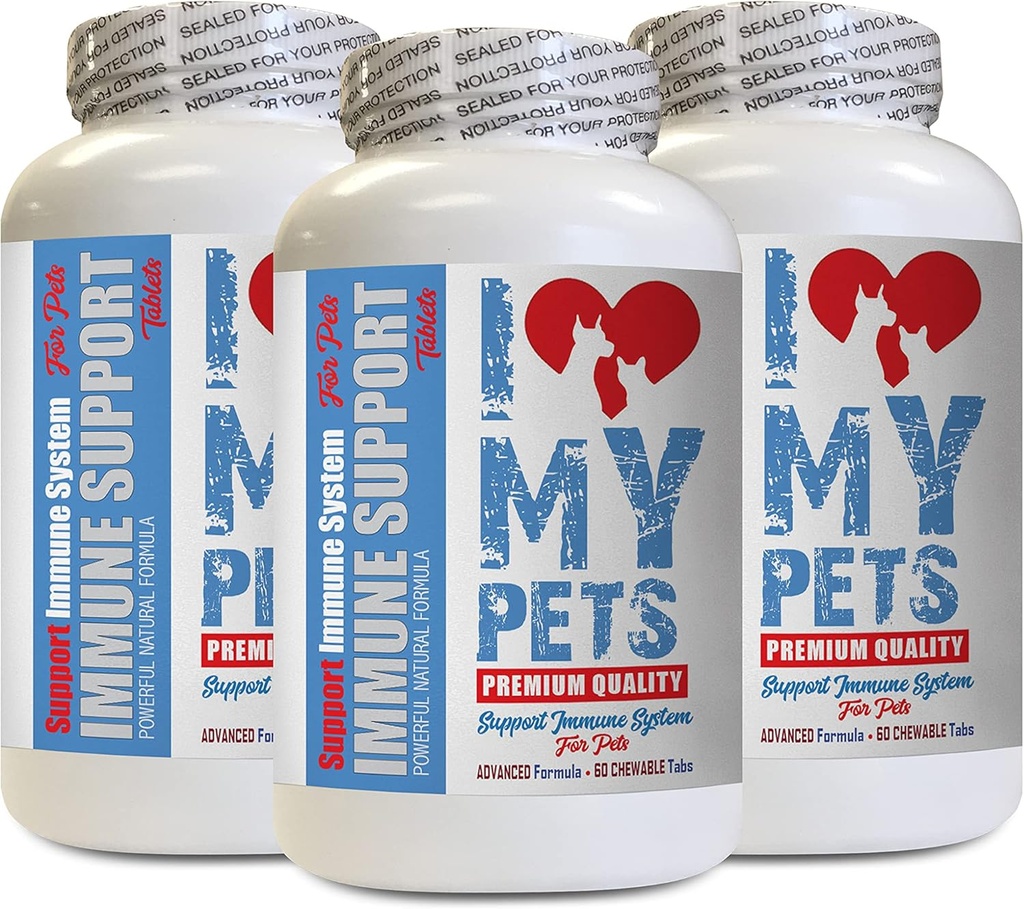 I love my PETs LLC suplementos de gato mais velhos - PET Imune Support - Cães e Gatos - Booster - saudável - gato Açafrão - 180 Doces (3 Garrafas)