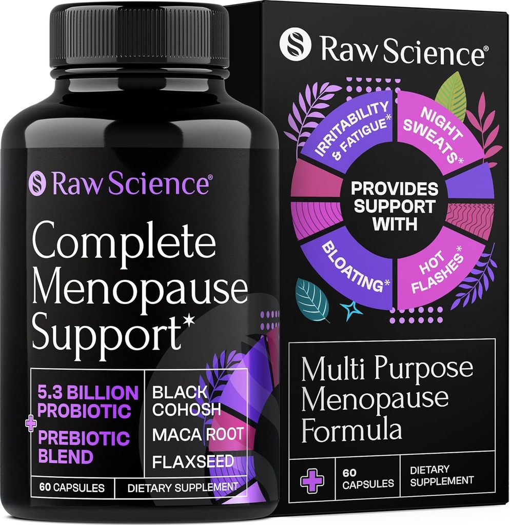 Suplementos Menopausa para Mulheres - Cohosh Preto para Menopausa Hot Flashes, suores noturnos & Hormônio equilíbrio com DIM, Vitex, Dong Quai, Red Clover - Menopausa completa Apoio Saúde vaginal, 60 Cápsulas