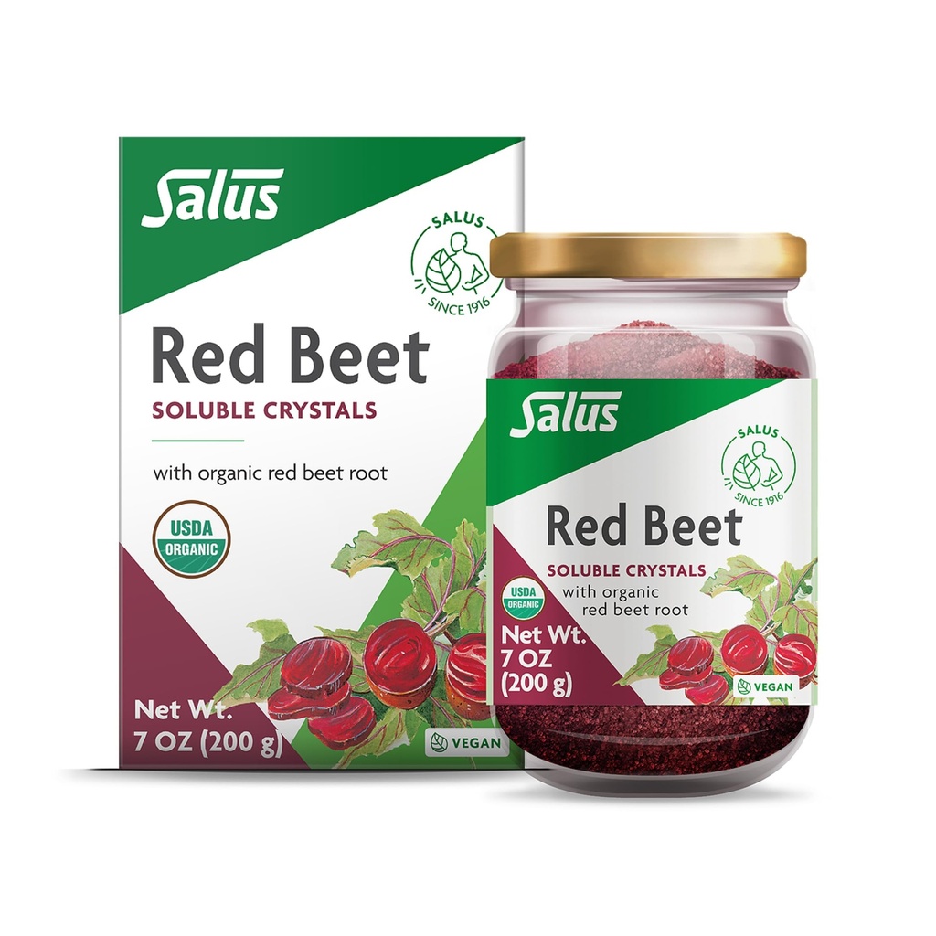 Cristais de beterraba vermelha de salus - Mix em pó de beterraba nutricional orgânica - Suplemento em pó de superalimento com vitamina C, folato, magnésio e potássio - 7 onças