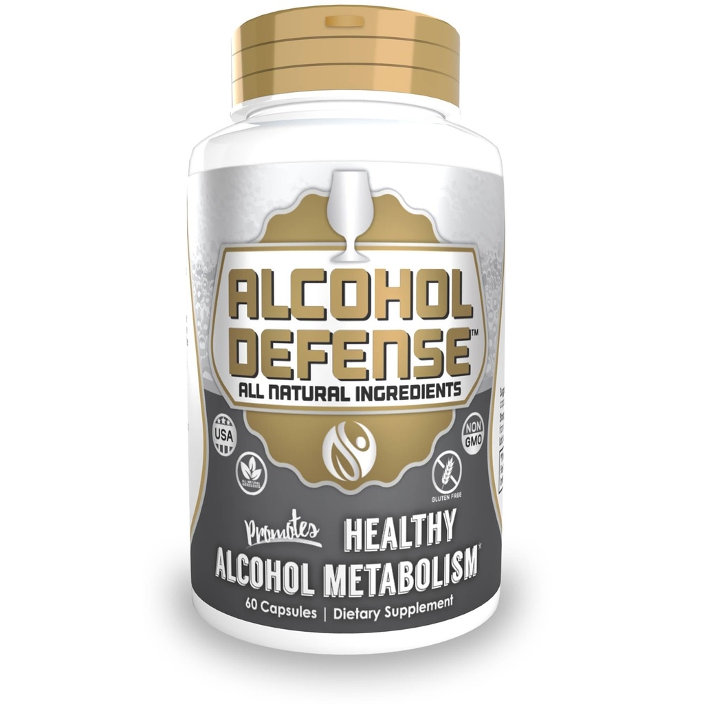 Cápsulas de Defesa de Álcool (60 Count) Promove Metabolismo de Álcool Saudável (') Contém Dihidromiricetina, Extrato de Ginger