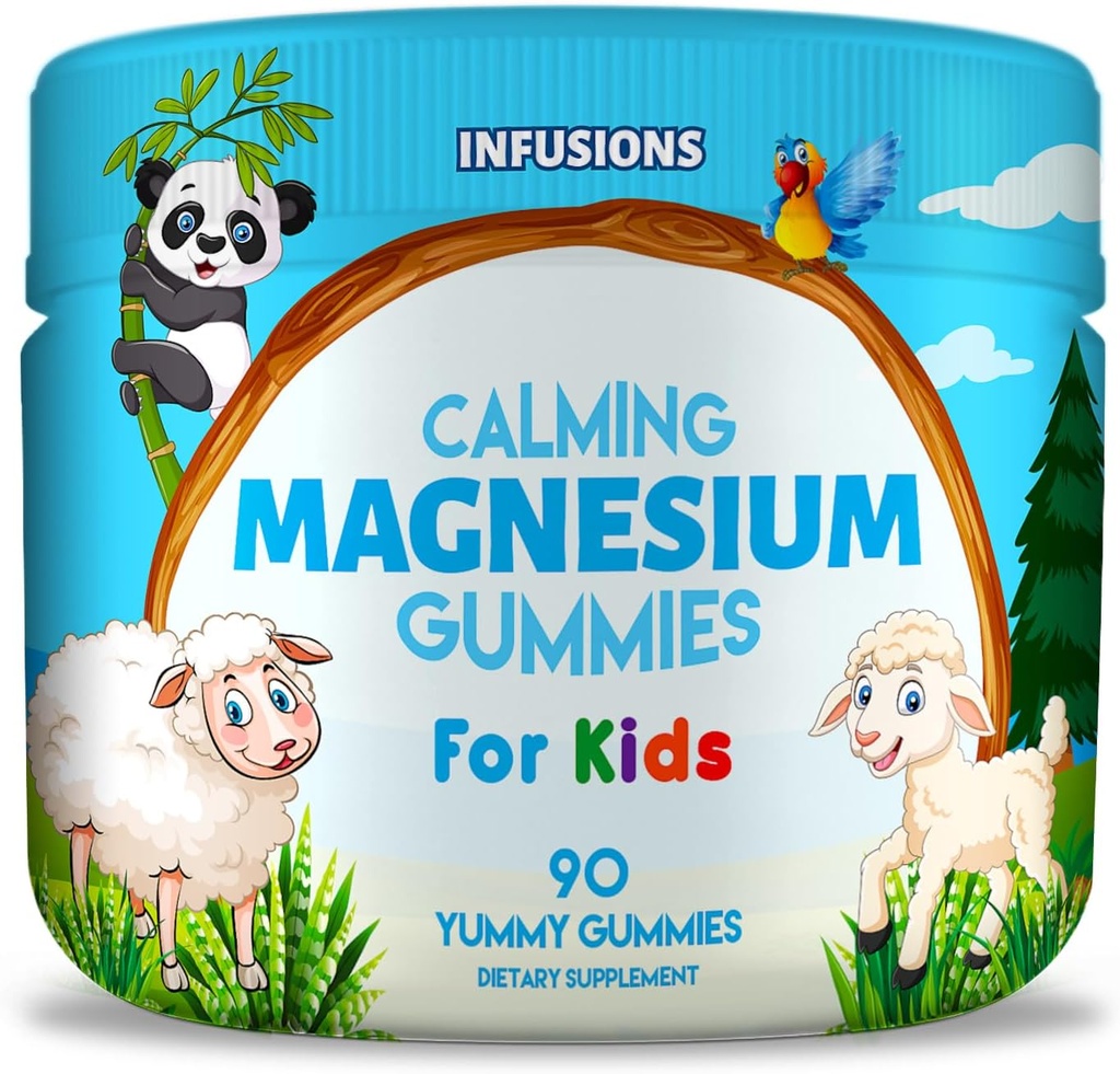 Infusões Calm Magnesium Gummies para crianças 90 Conde - saudável músculo osso energia apoio suave e delicioso Vegan Friendly & Non-GMO