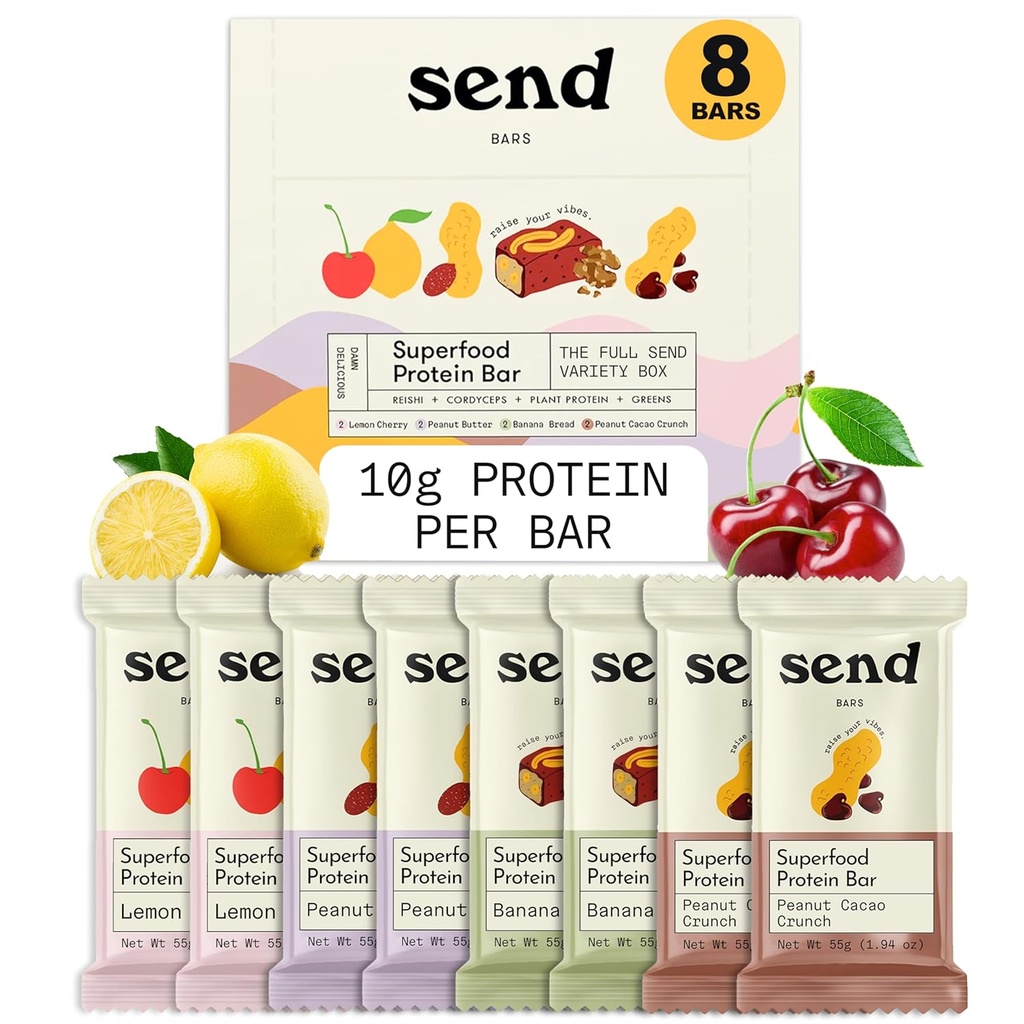 Enviar Bares Vegan com base em plantas Bares de proteína saudável, Com Verdes (Pacote Variety, 8 Bares) – Apenas Ingredientes reais, Açúcar adicionado zero, Sem glúten, Sem leite