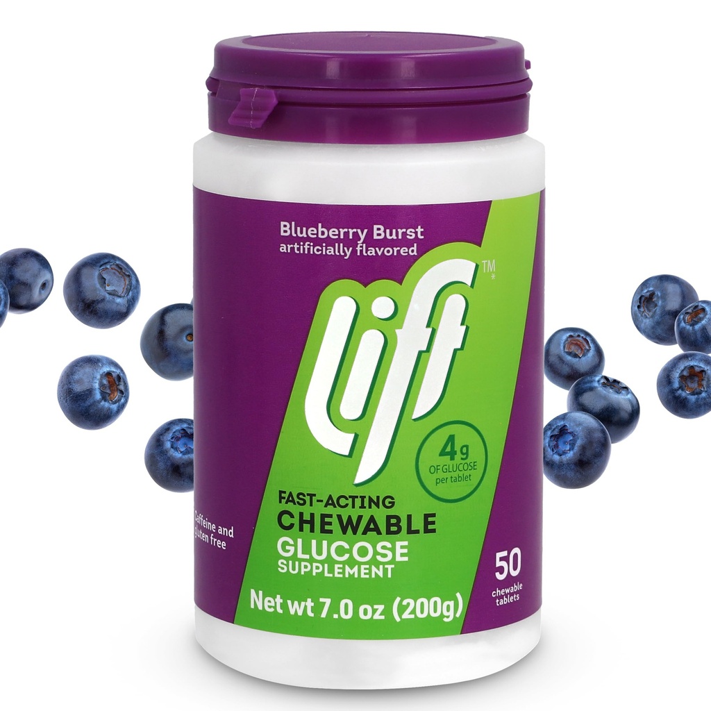 Elevador Glicose rápida de ação Glicose Chewable Energy Tablets, Blueberry, 50 quilates (Pacote de 1)