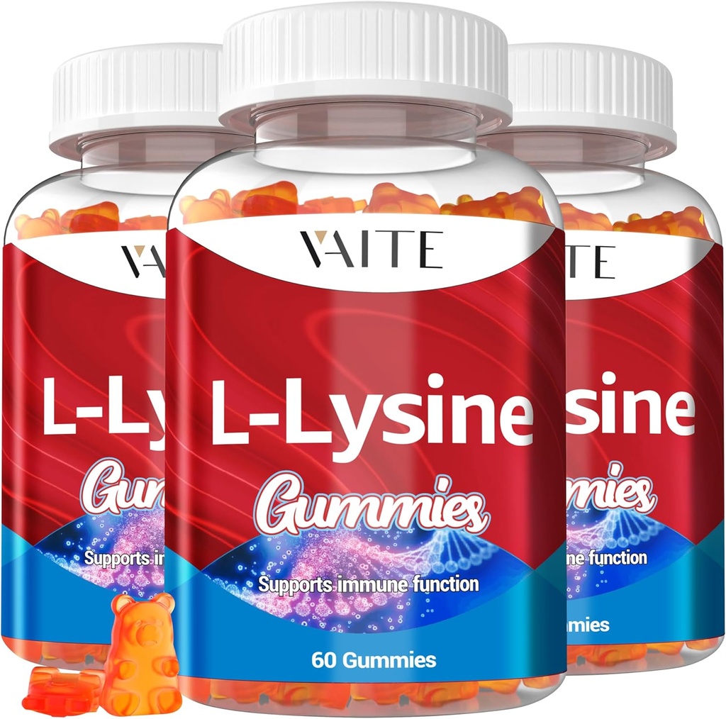 L-Lysine 1000mg chicletes - Suporta a pele, Lip, Vegan, Glúten livre, 60 Lisina mastigável para adultos, Vitaminas Tissue Health & Imune System, Amino Acid Vitamina Suplemento e suplementos complexos (3 Pack)