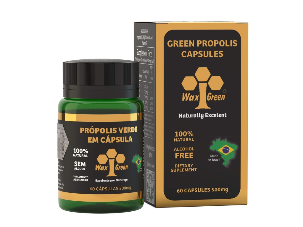 4 Embalagens de Cera Green Bee Propolis 500mg (60 Cápsulas)