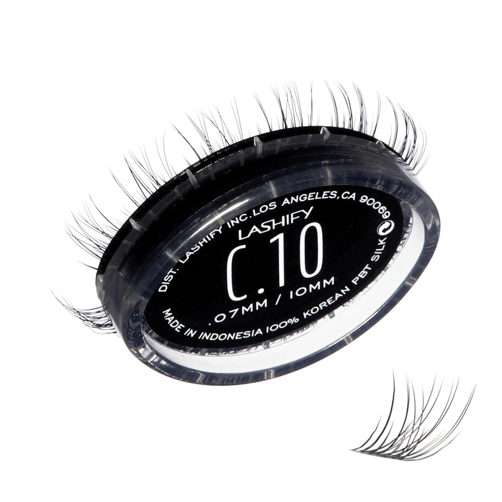 Lashify Curl 10mm Gossamer DIY Extensões de pestanas Refil, Preto, Fácil Cílios Falsos para um olhar natural