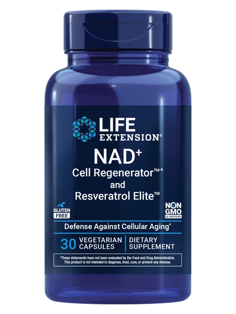 Extensão de Vida NAD+ Cell RegeneratorTM e Resveratrol EliteTM*, riboside de nicotinamida, Trans-resveratrol, quercetina, Fisetina, Saúde do Coração, Envelhecimento Saudável, Vegetariano, Não-GMO, Glúten Livre, 30 Cápsulas