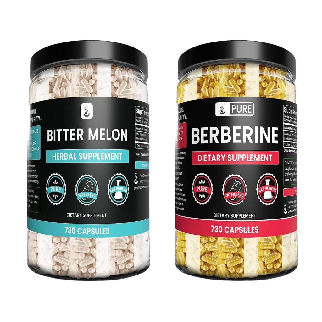 Pure Original Ingredients Goldenseal Berberine & Bitter Melon Cápsulas Pacote, (730 Cápsulas) Sem Magnésio ou Arroz