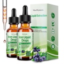 2 Pacote líquido suplemento de ferro para mulheres homens e crianças, Vegan gotas de ferro com vitamina C D, B12, B-Complexo, Líquido de alta potência com multivitamínico para anemia, Suporte Energético, Magnésio de Ferro Gentil