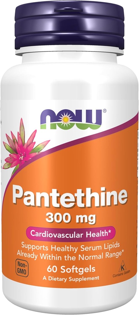 Now Foods Supplements, Pantethine (Coenzyme A Precursor) 300 mg, Cardiovascular Health*, 60 Softgels