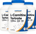 Nutricost L-Carnitina Tartrato 500mg, 240 Cápsulas - 1000mg por serviço (3 frascos)
