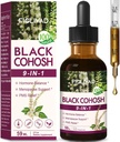 100% Natural Herbal Drops, Black Cohosh Extract para equilíbrio hormonal, Suporte de Menopausa e alívio PMS. 2 onças