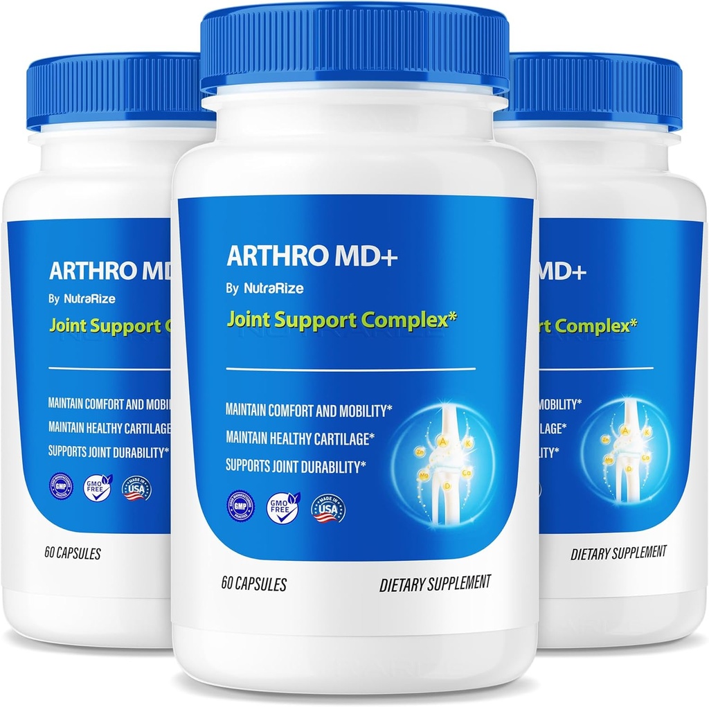 (3 Pack) Cápsulas Arthro MD+, Apoio Conjunto Oficial Arthro MD, Todas as Fórmulas Naturais de Apoio à Flexibilidade e Mobilidade, Comprimidos Premium para Juntas Saudáveis, Revisão Arthro MD (180 Cápsulas)