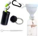 Funil de pó de proteína definido viagem recipientes de pó de proteína Branco com 1 Carabiner 1 Escova e 1 Mini Caixa de Pílula de Bolso Reforçado para evitar despejos Ginásio Pré-Trabalho Suplemento Pó Funis