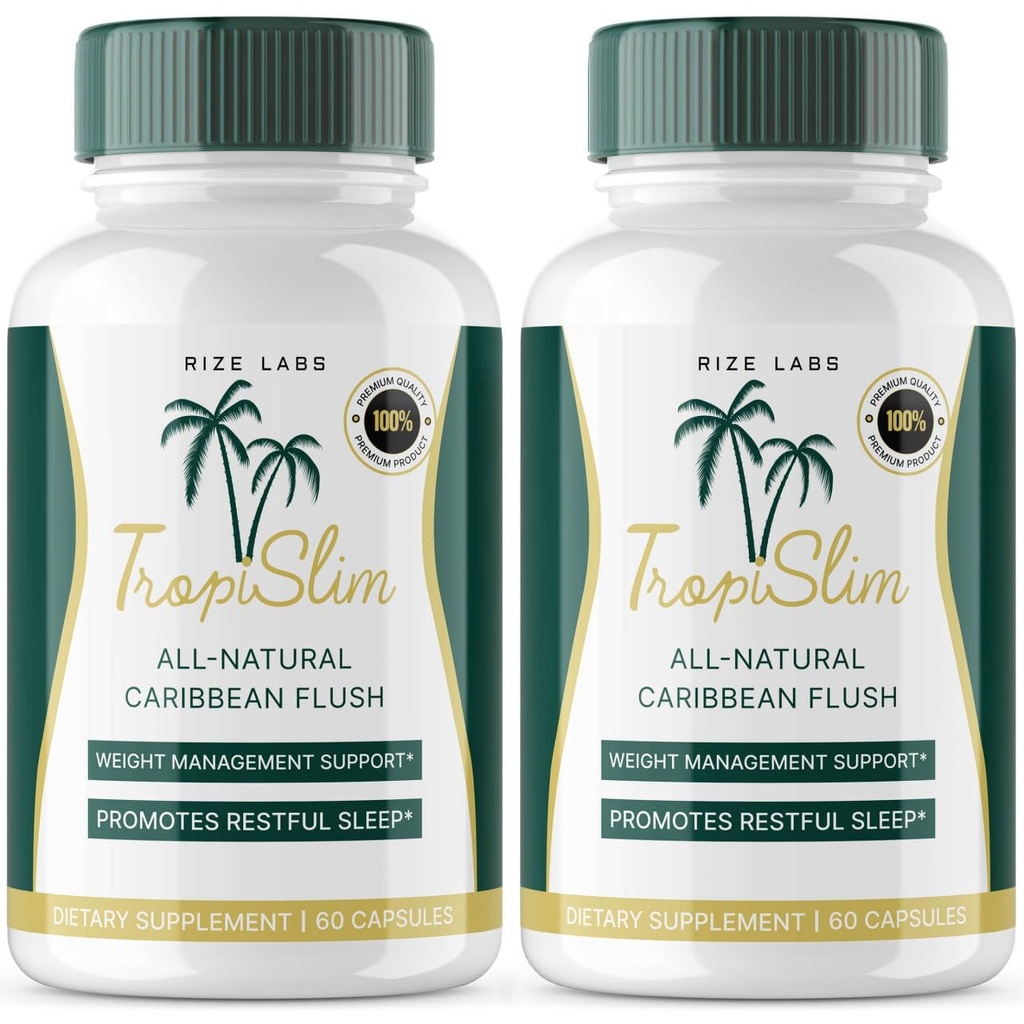 (Official 2 Pack) Tropislim, Tropislim All Natural Caribbean Flush, Suplemento de perda de peso, Tropislim Slimming Cápsulas para Mulheres, Estilo de vida saudável + Fisique Leaner, Comentários Tropicais (120 Cápsulas)