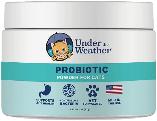 Sob o Tempo Pet Probióticos Pó para Gatos Vet Formulado Probiótico Suplemento para Digestivo Gut Saúde   , Promove Boa Digestão e Imunidade , Ajuda Diarréia Ocasional para Gatos (2.54 Oz)