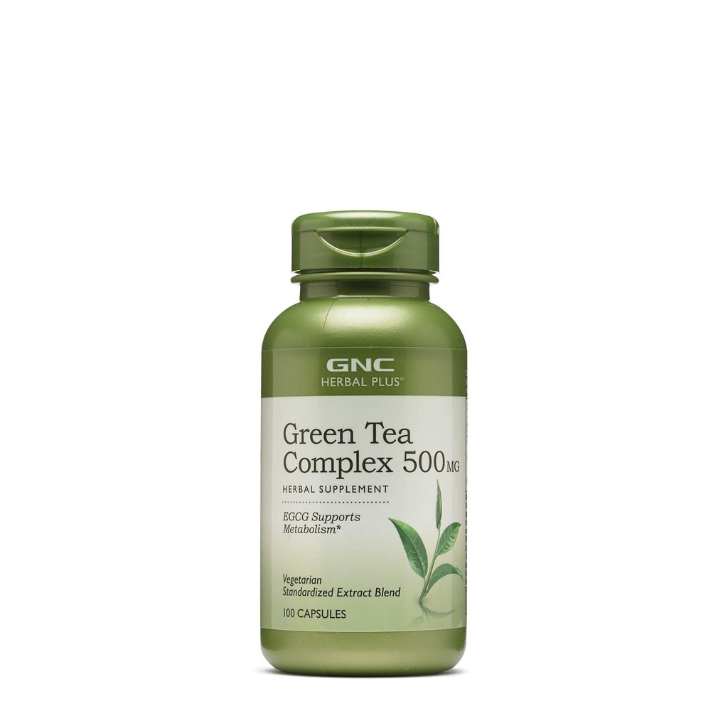 GNC Herbal Plus Green Tea Complex 500mg Suplemento, Vegetariano, Suporta Metabolismo, 100 Servings