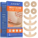 Folhas de cicatriz de silicone para peito - 8 Pack, incluindo 4 tiras macias Areola e 4 folhas de âncora