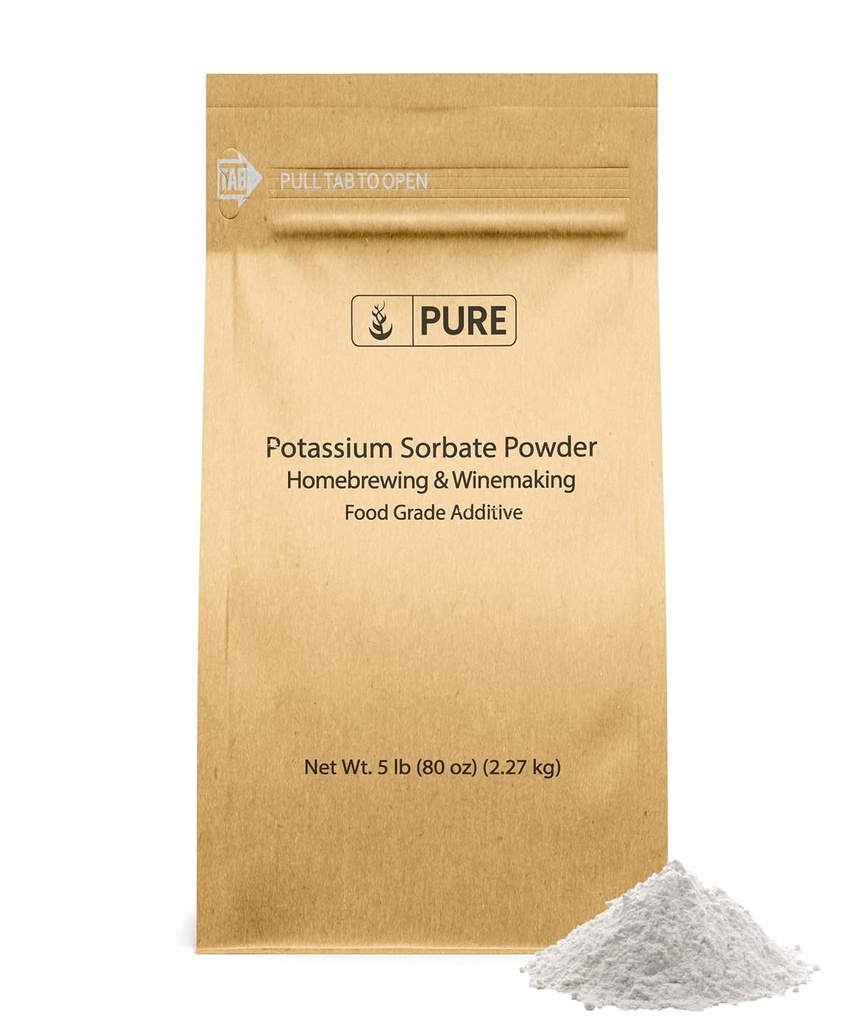 Puro Original Ingredientes Sorbato de potássio (5 lb) Homebrewing & Winemaking, Aditivo de qualidade alimentar e conservativo