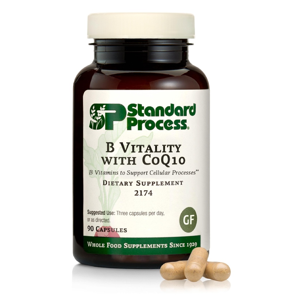 Processo padrão B Vitalidade com Coq10 - Suplemento de saúde celular com Biotina, Vitamina B12 & Folato - Vegan, Gluten-Free & Non-Dairy - 90 Cápsulas (30 Servings)
