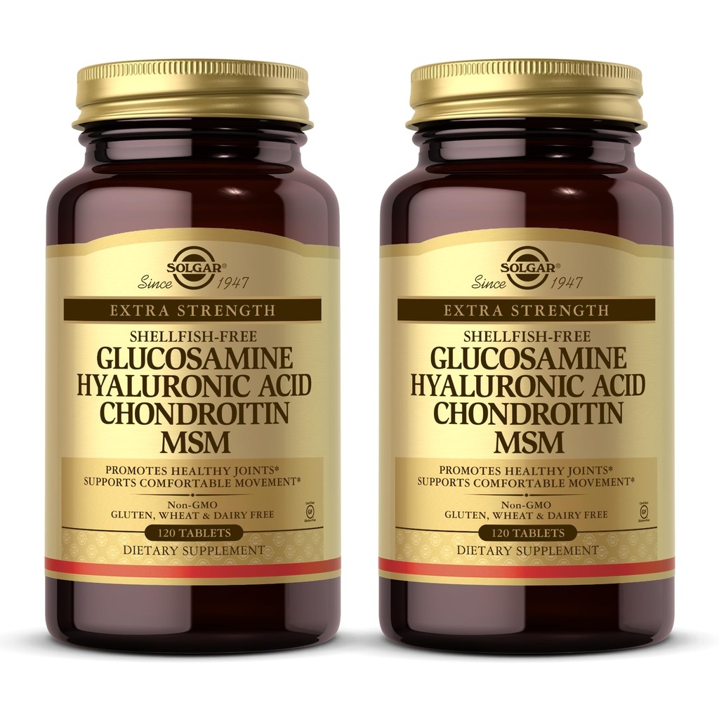 Solgar Glucosamina Ácido hialurónico Condroitina HSH - 120 Comprimidos, Embalagem de 2 - Promove articulações saudáveis, Suporta Movimento Confortável - Não-GMO, Glúten Livre - 80 Total Servings